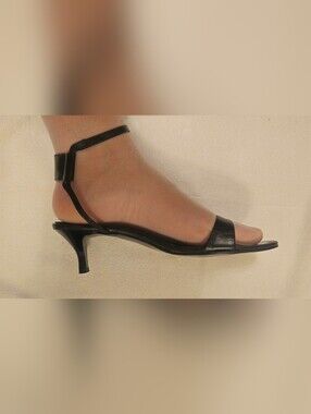 Mollini Classic Black Women's Kitten Heel Ankle Strap Sandal 10B